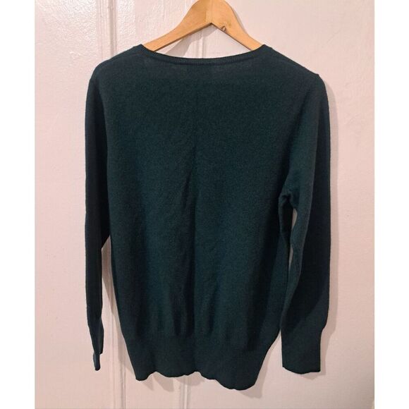 Neiman Marcus 100% Cashmere Sweater Womens Large Vneck Dark green pullover - Picture 5 of 7